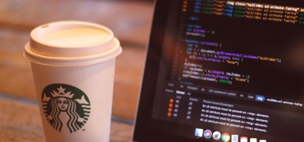 Starbucks coffee and a laptop