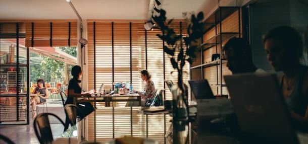 Two people in a coffee shop